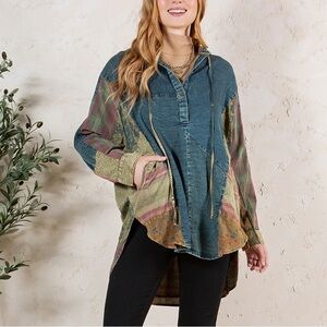 Patchwork Hooded Women's Top
